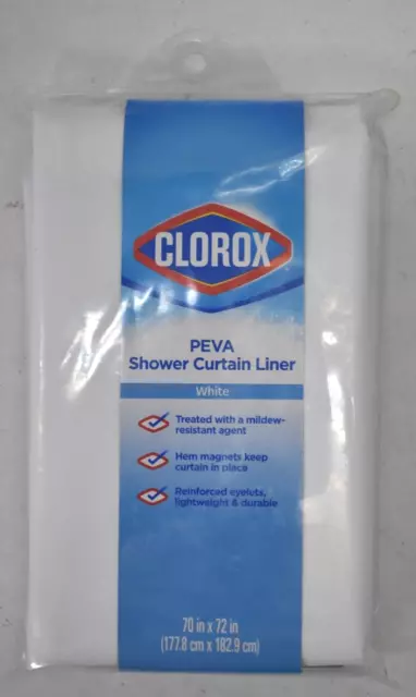 Clorox PEVA Shower Curtain Liner White 70" x 72" Bathware Mildew Resistant