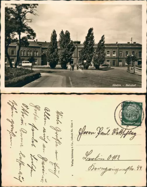 Postcard Küstrin Kostrzyn nad Odrą Bahnhof 1941  gel.