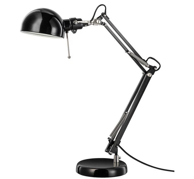 IKEA FORSA DESK/TABLE/WORK Lamp, Black Metal Multi Angle £21.51 ...