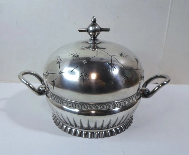 Antique VICTORIAN SILVER PLATED BUTTER DISH by Reed & Barton Double Handled