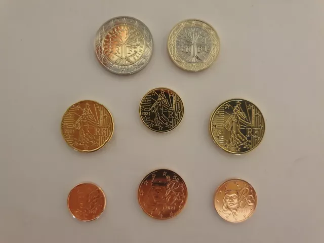 Série 8 pièces Euros France 2021 - 1 centimes à 2 Euros Qualité Fleur de Coin