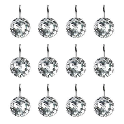 Luxury Design Glitter Round Diamond Crystal Gem Bling Shower Curtain Clear