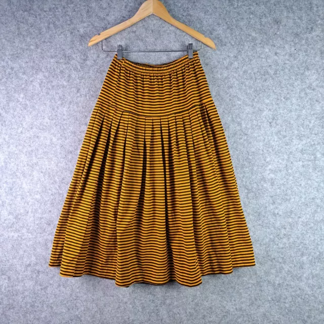 Vintage Black Apple Skirt Womens Small Orange Black Stripied Stretch Waist 5555