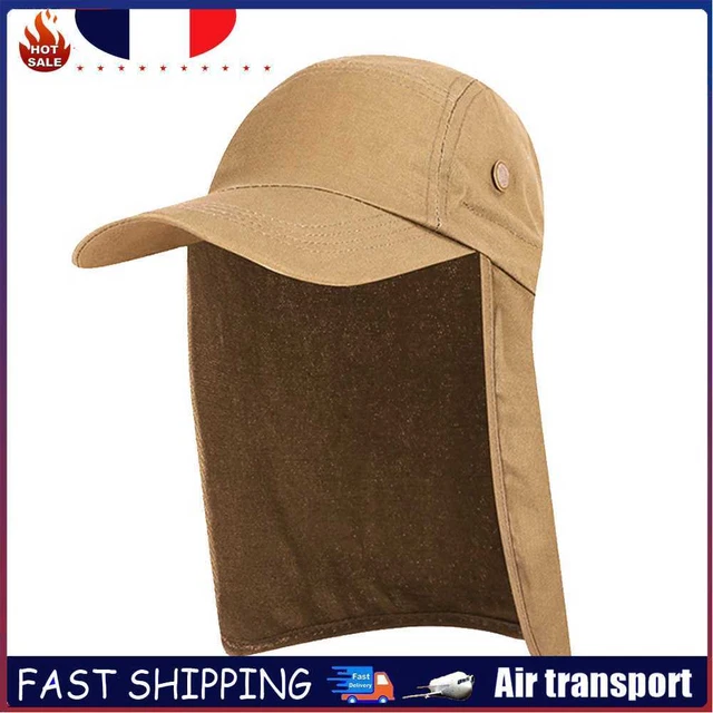 Unisex Fishing Hat Sun Visor Cap Sun Protection with Ear Neck Cover (Khaki)
