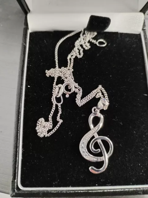 925 Silver Treble Clef  Pendant Necklace