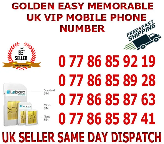 GOLDEN EASY MEMORABLE UK VIP MOBILE PHONE NUMBER/PLATINUM SIM ( Lebara B 25 )