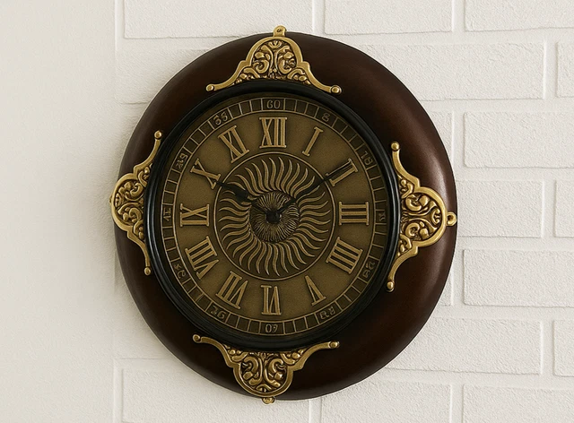 Pendules Horloge Murales Bois Blanc Shabby Décor 33,8x33,8x4 - Horloge
