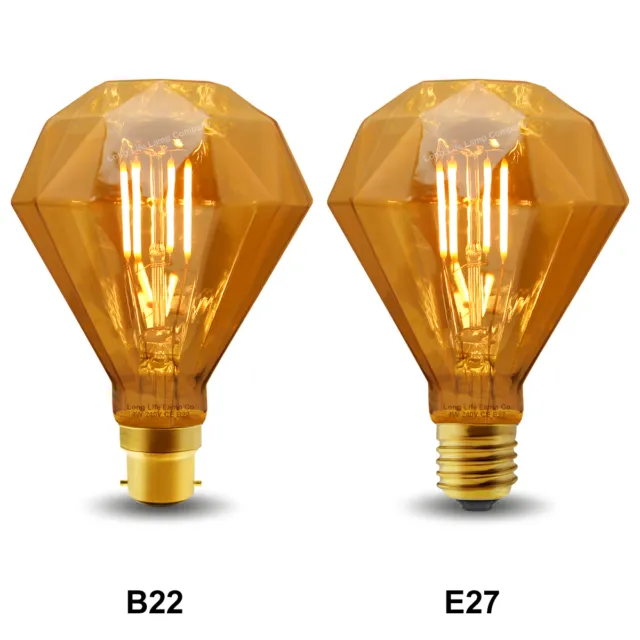 Vintage Classic LED 4W Edison Style Diamond Shape Filament Light Bulb B22 or E27