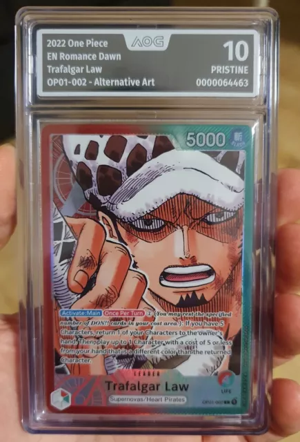 One Piece TCG Trafalgar Law Leader Alt Art OP01-002 Romance Dawn AOG 10 Pristine