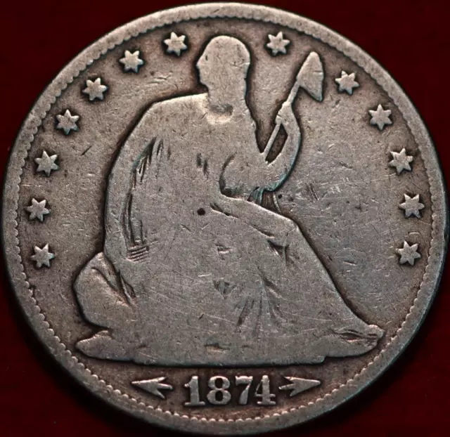 1874 Philadelphia Mint Silver Seated Half Dollar with Arrows