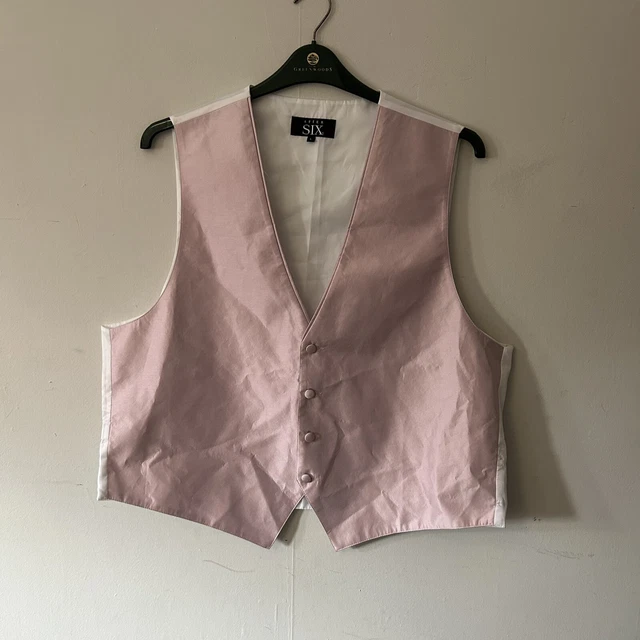 Gilet after six da uomo L vintage rosa pallido con bottoni sul davanti occasione speciale
