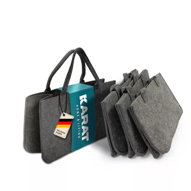 Filztasche Shopper 4er Set  Kaminholztasche | robuste Einkaufstasche | Faltbar