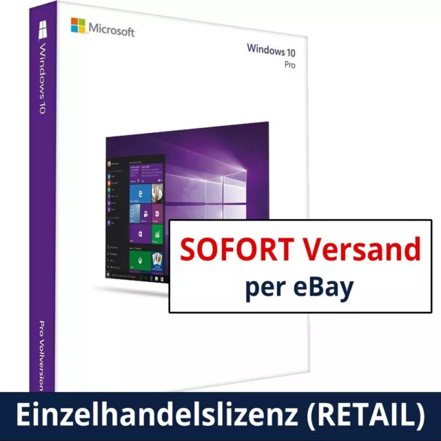 Microsoft Windows 10 Professional Pro Vollversion | RETAIL Lizenz | 24/7 Versand