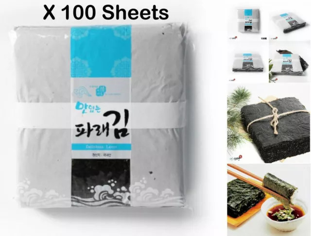 Korean Premium Parae Seaweed Dried Laver Seafood Sushi Nori 100 Sheets_free ship