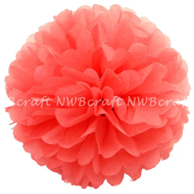 Coral Tissue Paper Pompoms Flower Balls Wedding Party Decoration