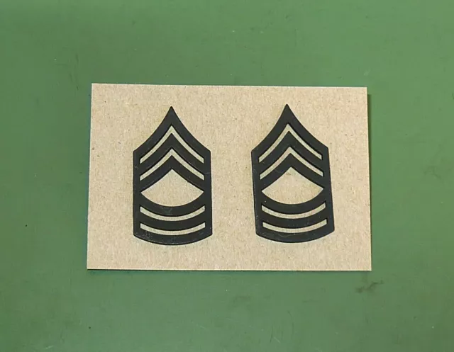 Pair Set US Army Master Sergeant Black Subdued Metal Rank Insignia Chevron Pins