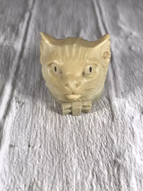 Antique Large Cat Head with Bow Tie Celluloid Tape Measure