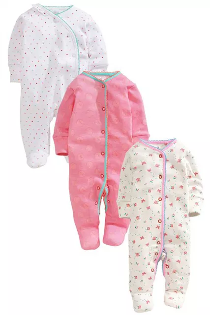 NEU MIT ETIKETT NÄCHSTES Babygrows Outfit • Little Hearts Schlafanzüge 3er-Pack • 100 % Baumwolle • 1 Monat