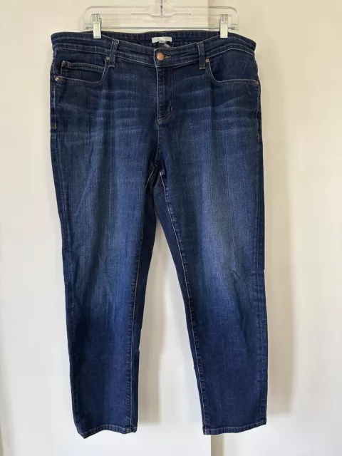 EILEEN FISHER Jeans Relaxed Boyfriend Stretch Denim Organic Cotton Blue 14