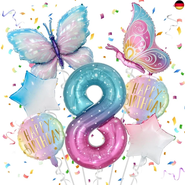 8 JAHRE SCHMETTERLING Geburtstag Deko, Schmetterling Folienballon 8