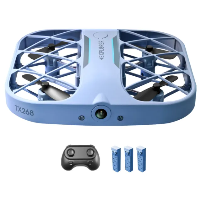 4K Camera Quadcopter RC Drone 4CH FPV Pocket Aircraft with 3 Battery (Blue)