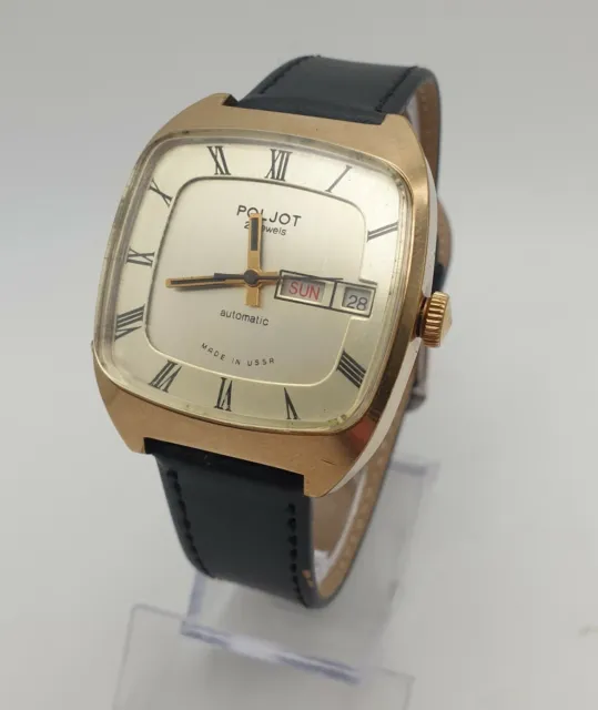Watch Poljot 2527H 23 Jewels USSR Mechanical Automatic Wristwatch. Gold-Plated