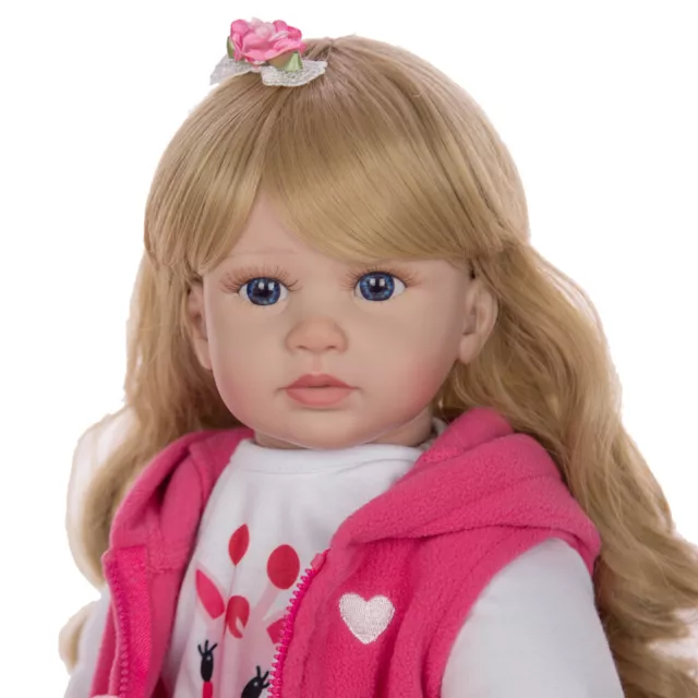 60cm Reborn Doll 24 inch Soft Cloth Body Blonde Hair Girl Doll Toy Realistic