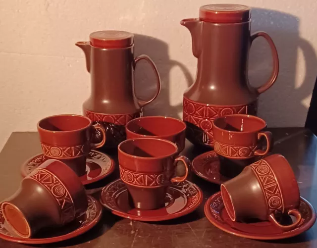 Retro Beswick Pottery Zorba Missions Brown Tea Set  13 Piece REDUCED