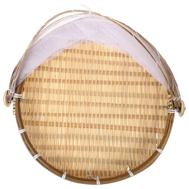 Xshelley Panier de tente rond en bambou avec couvercle
