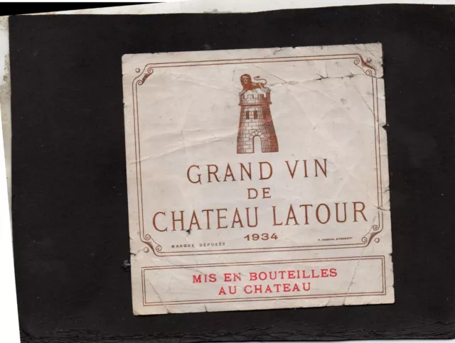 Pauillac 1Er Gcc Etiquette Chateau Latour 1934     §14/06/23