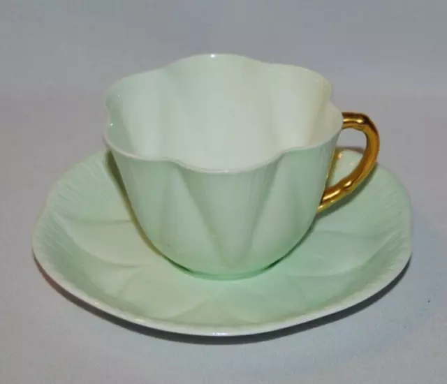 Beautiful Vintage, Shelley, Mint Green, Bone China Teacup & Saucer