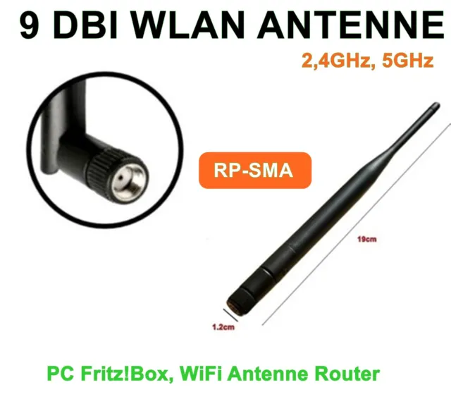 WLAN Antenne 9 DBI 2.4/5G SMA Female WiFi Antenne Router Fritz!Box #R2-E1