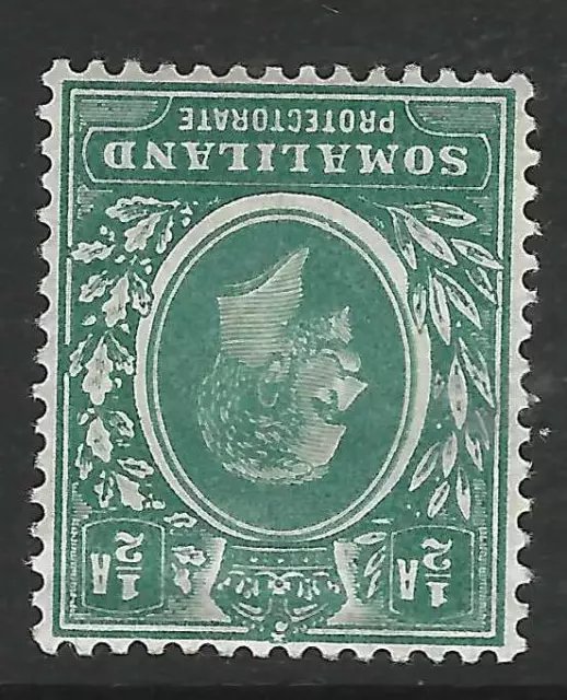 SOMALILAND : 1912 GV Multi-Crown 1/2d  green  INVERTED WMK SG 60a mint hinged