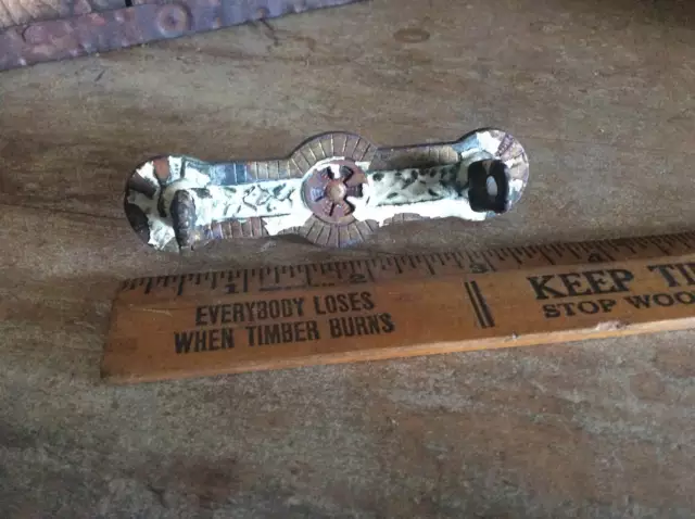 Salvaged  Drawer Pull, Ornate Plate Pull Brass ? Antique Shabby Shic