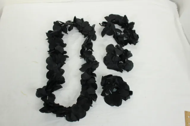 Black Goth Funeral Lei Costume Accesories Leaf Petal Flower Day of the Dead