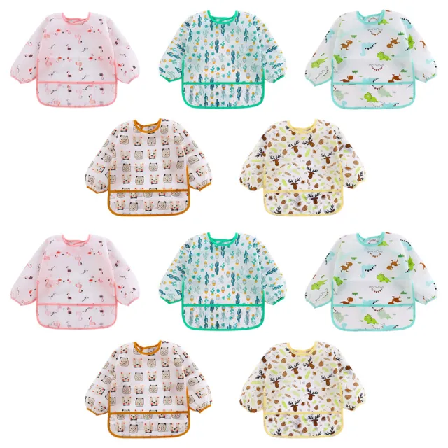 Long Sleeve Feeding Apron Children One Piece Eating Clothes Toddler Eating Cover