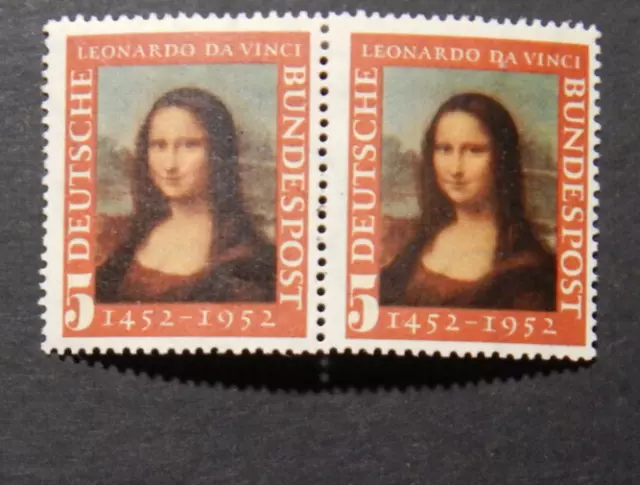 Bund 1952: 2 x"MONA LISA -LEONARDO DA VINCI", MN 148, waagerechtes  Paar, pfr.