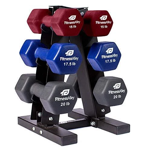 Neoprene Dumbbells A Frame Rack - Free Weights Hex Hand Weights - Gym