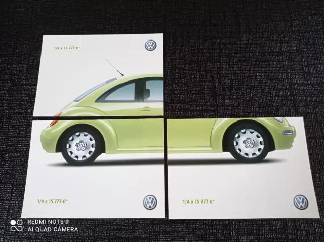 3 Anciennes Cartes Postales Puzzle Volkswagen VW New Beetle 2002 VERTE