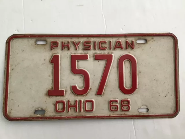 1968 Ohio Physician License Plate Tag