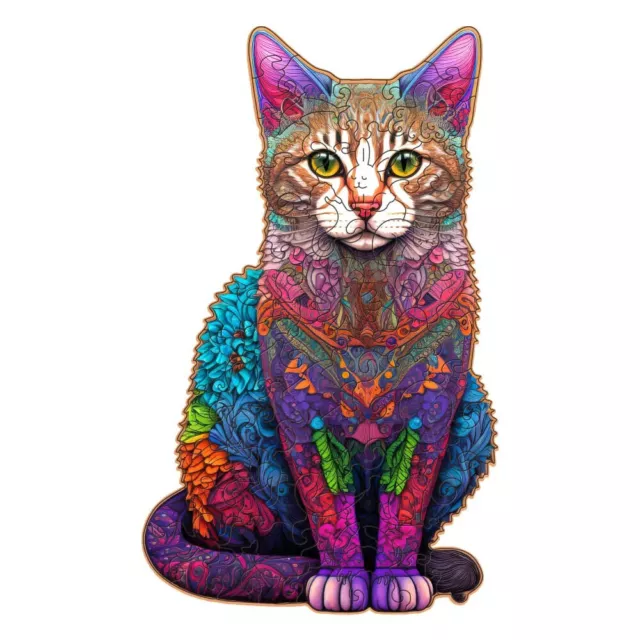 Wooden Animal Jigsaw Puzzles cat kitty cool gift present for kid children adult