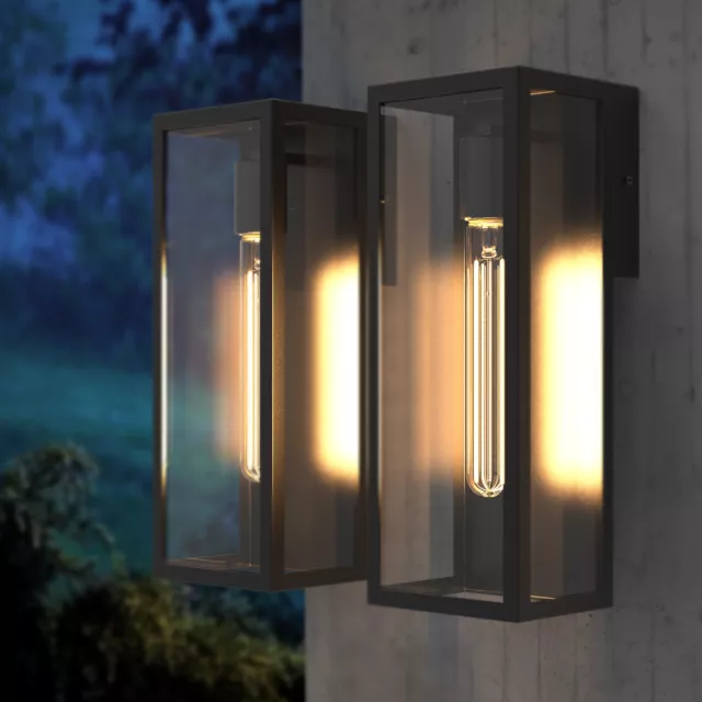 2X Garden Wall Lamp Indoor & Outdoor Vintage Porch Yard Wall  Light IP44 Black