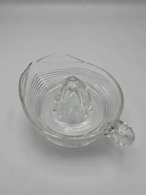 Large Vintage Clear Glass Citrus Juicer Reamer with Handle 8" Spout for Pouring