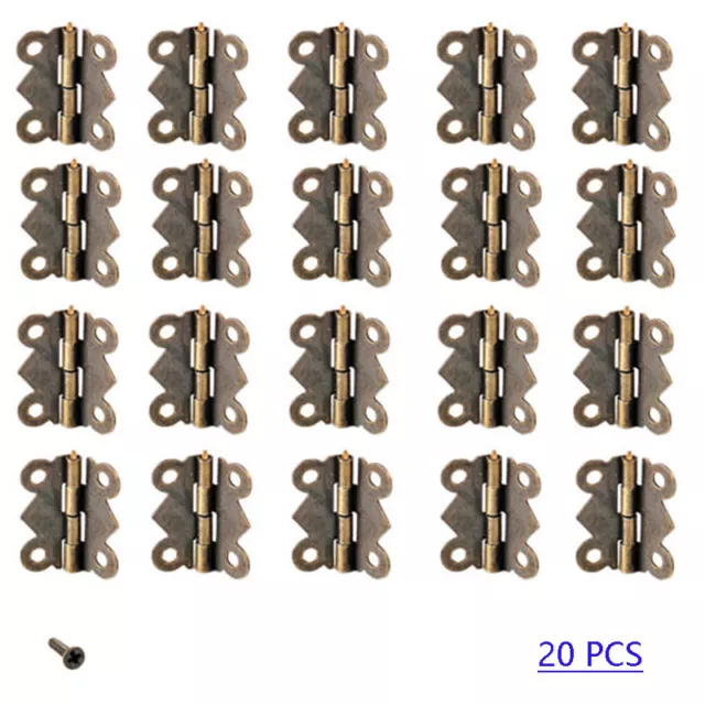 20pcs 20x17mm Vintage Antique Brass Butterfly  Hinge with Screws for Jewelry Box