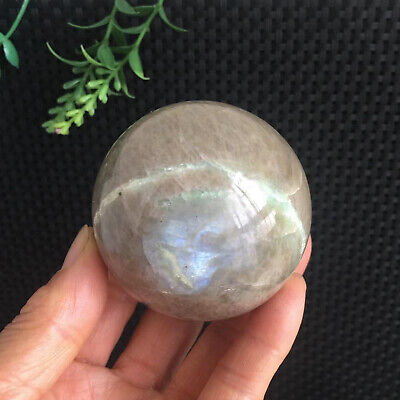 61mm Blue Flash Green Moonstone Garnierite Sphere Ball Quartz Crystal Healing