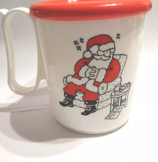 Tupperware Dear Santa Napping Sleeping Christmas W Red Lid Coaster Vintage NOS 2