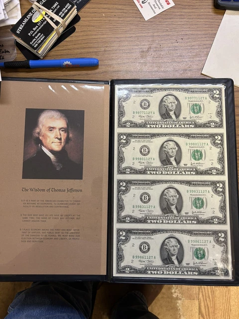Uncut sheet of legal tender $2 bills