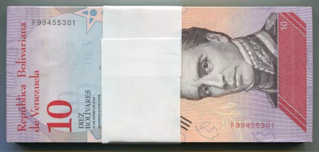 Venezuela PNEW 2018 10 Bolivares Soberano UNC 100 aufeinanderfolgende Banknoten 1 Bündel 3