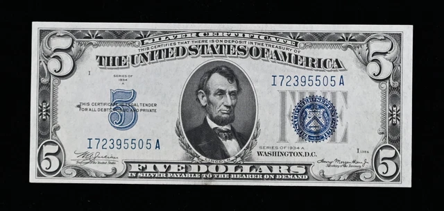 1934A $5 Silver Certificate Ch Cu Fr. 1651