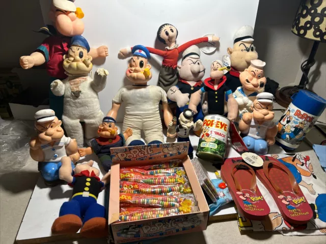 Lot Of Vintage Popeye Toys Dolls Candy ￼